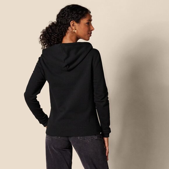 Women’s Black Fleece Full-Zip Hoodie for Comfort and Style - Picture 3 of 7
